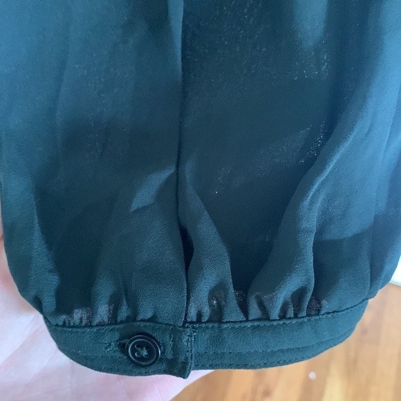 Loft Dark Green Semi Sheer Blouse Medium - Picture 7 of 9